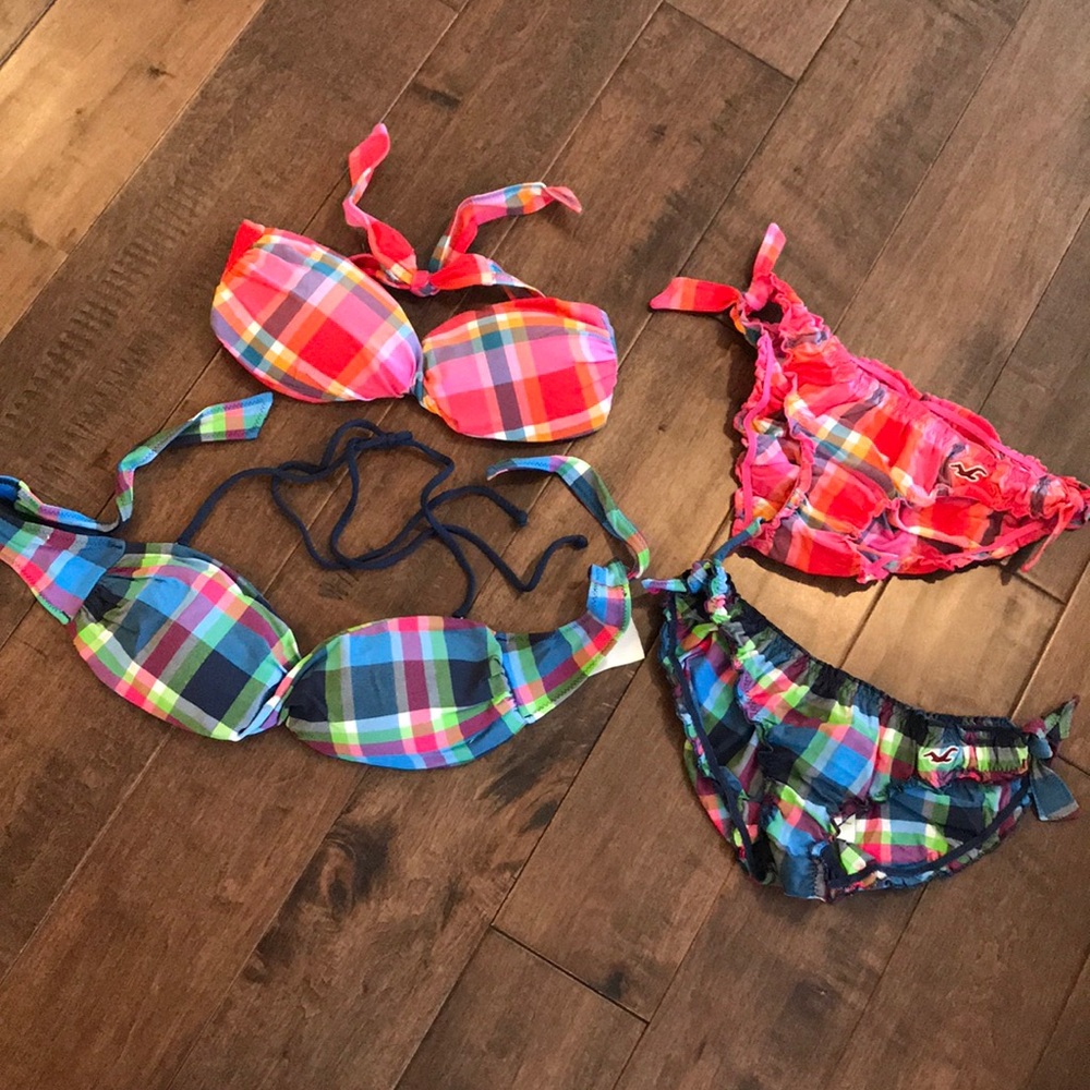Two strapless bikini sets